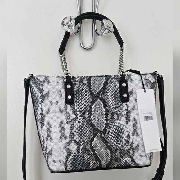 Calvin Klein Black and White Snake Print Women's Hand Shoulder Crossbody Bag NWT - Picture 7 of 8